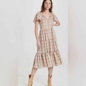 The Great Iris Plaid Midi Dress Sz 0